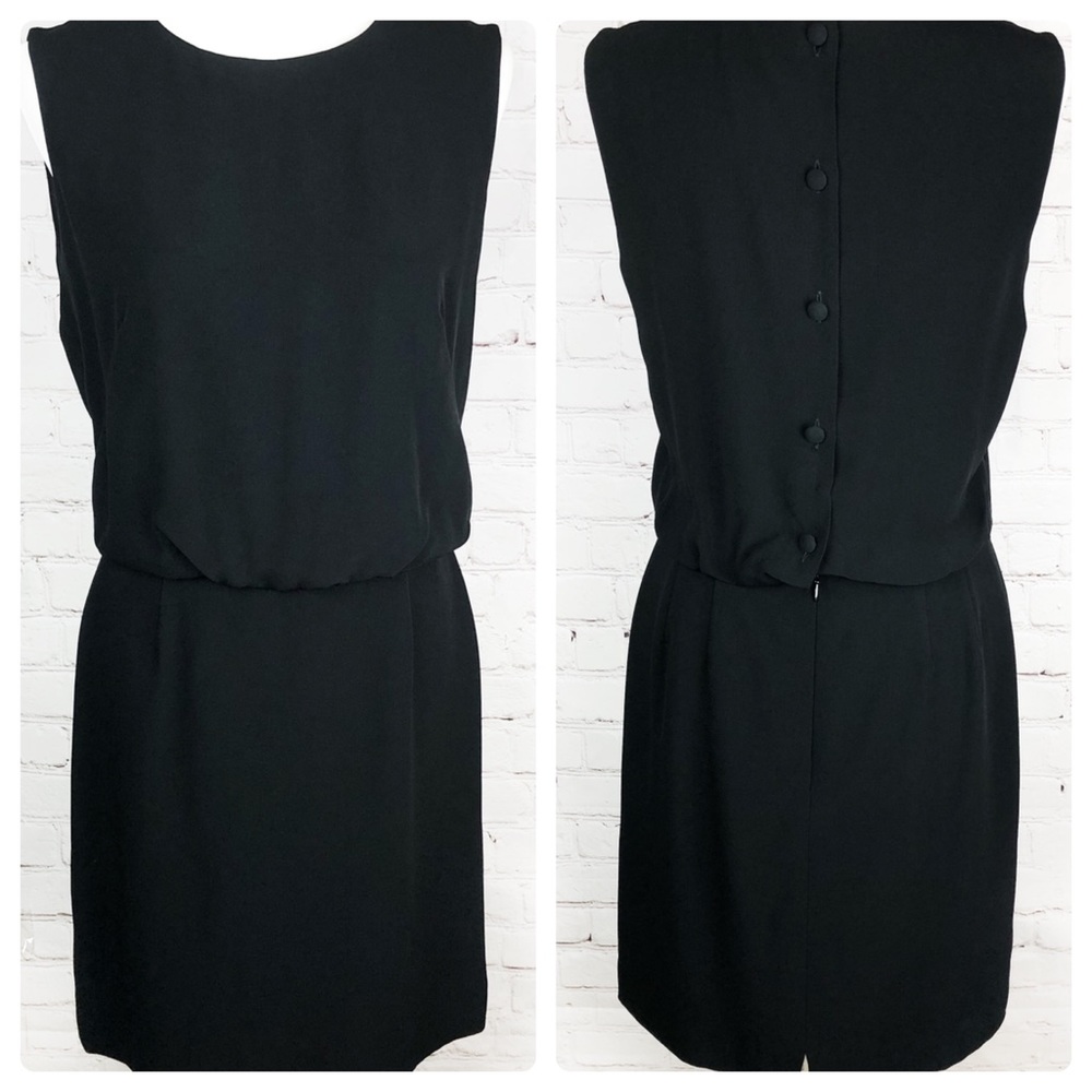 Lafayette 148 Black Sleeveless Blouson Dress